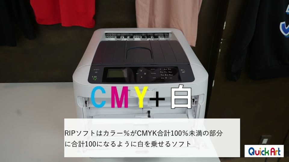 RIPソフトはカラー%がCMYK合計100%未満の部分に合計100になるように白を乗せる