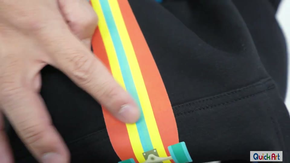 ポケットのふちをまたいだプリントの仕上がり