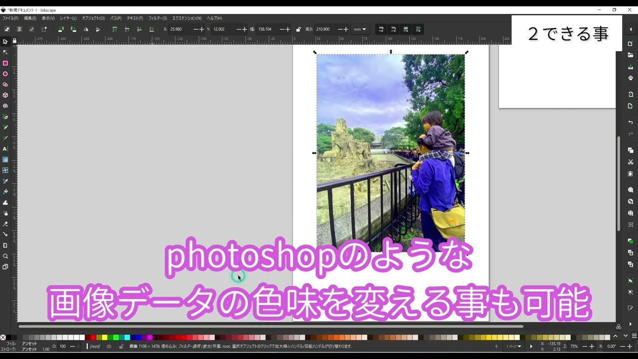 写真を読み込んで色味を調整しているところ