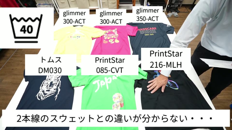 glimmer 300-ACT(2着)、glimmer 350-ACT、トムス DM030、Printstar 085-CVT、Printstar 216-MLHの6着と下線1本の40の桶のマーク