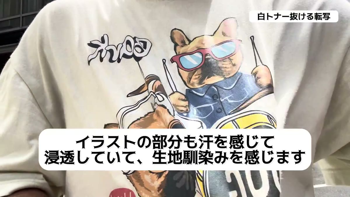 イラストの部分も汗が浸透していて生地なじみを感じる