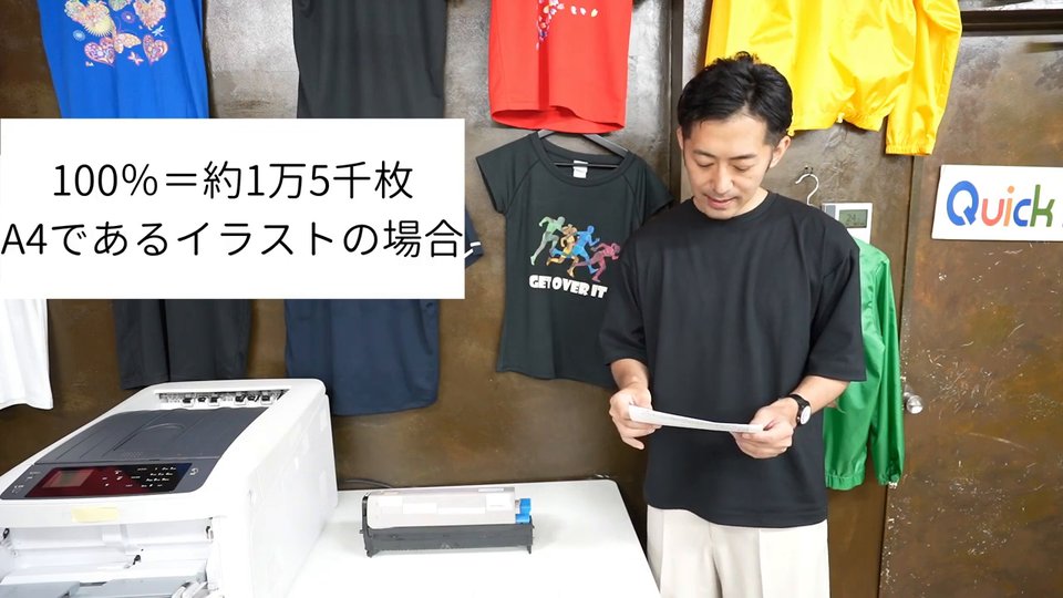 ドラム100%=約1万5千枚(A4であるイラストの場合)