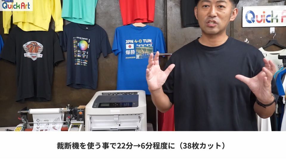 裁断機を使う事で22分→6分程度に（38枚カット）